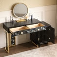 thumbnail image 3 of Fukayi Vanity Desk With Mirror And Lights,With Vanities FeaturingMirrored Drawer And Ambient Led, 3 of 6