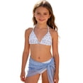 thumbnail image 3 of Lullu Girls Floral Halter Bikini Swimsuit with Cover up Bathing Suit, 3-Piece, Sizes 7-12, 3 of 6