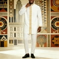 thumbnail image 5 of Aihuaihua African Embroidery Suit for Men Dashiki Coats and Pants 2 Piece Set Wedding Evening Outfits Slim Fit Outwear Jacket Clothes White XXL, 5 of 10