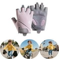 thumbnail image 2 of Kids Teen Half Finger Gloves Non Grip for Bike Riding Scooter Outdoor Sports Youth Fingerless Sports Gloves Pink 6 Years-8 Years, 2 of 3