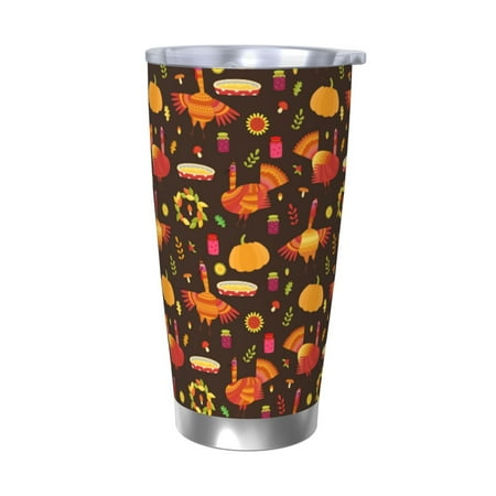 

Tideii Thanksgiving Turkey for 20OZ Car Cup Stainless Steel Cold and Hot Cup with Lid Suitable for Outdoor and Home Unisex-Without Straw