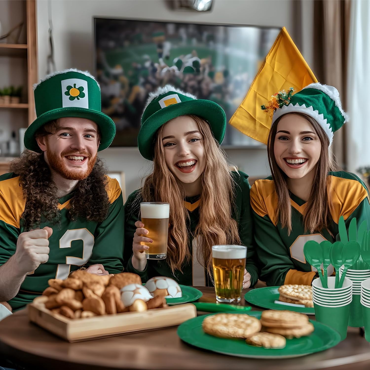 Green Paper Plates Party Supplies,Green Plate Disposable Dinnerware Sets,168pcs Plates and Napkins Party Supplies for St. Patrick's Mardi Gras Birthday Decorations Serve 24