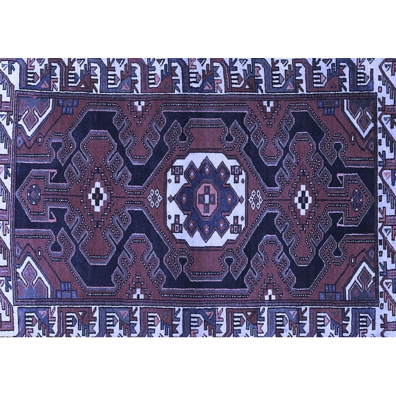 Ahgly Company Machine Washable Indoor Rectangle Persian Blue Traditional Area Rugs, 2' x 3'