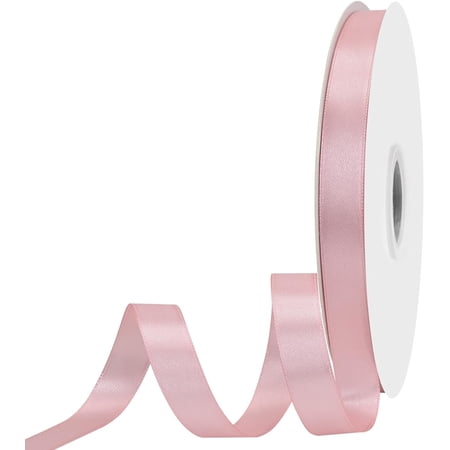 5/8 inch Wide 100 Yards Double Face Dusty Pink Satin Ribbon Fabric Ribbon for Gift Wrapping Very Suitable for Weddings Decoration Bouquet Balloons Arts Craft Sewing Hair Bow Invitation