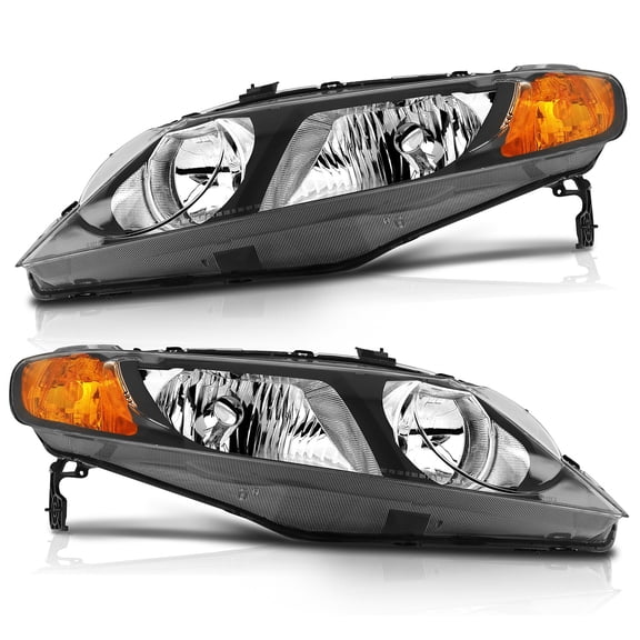 Pair Headlights Assembly Fits 2006-2011 Honda Civic Sedan 4Dr Left Right