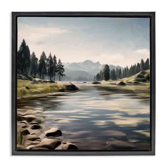My Hideaway Pond Ripples Black Framed Floater Canvas Wall Art, design by Kim Allen