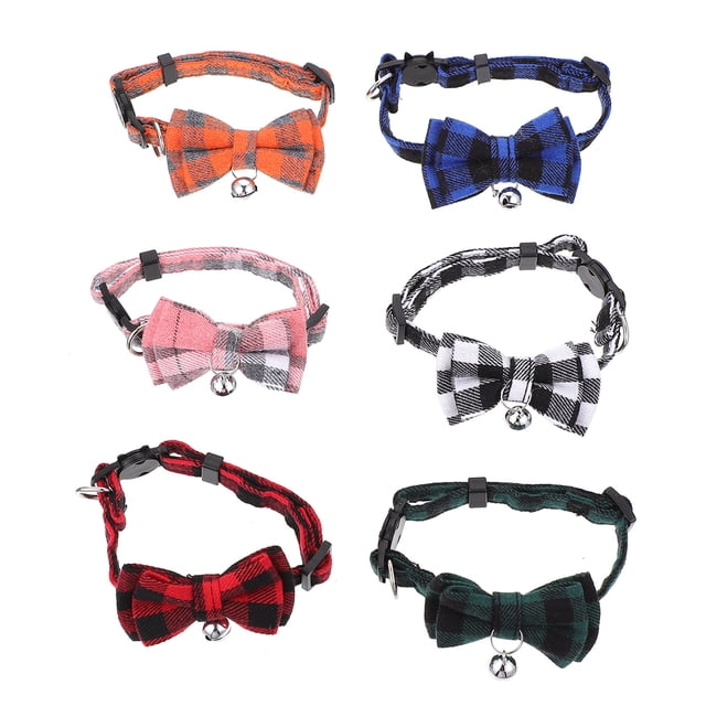 6 collares para gatos con cascabeles y pajaritas para mascotas.