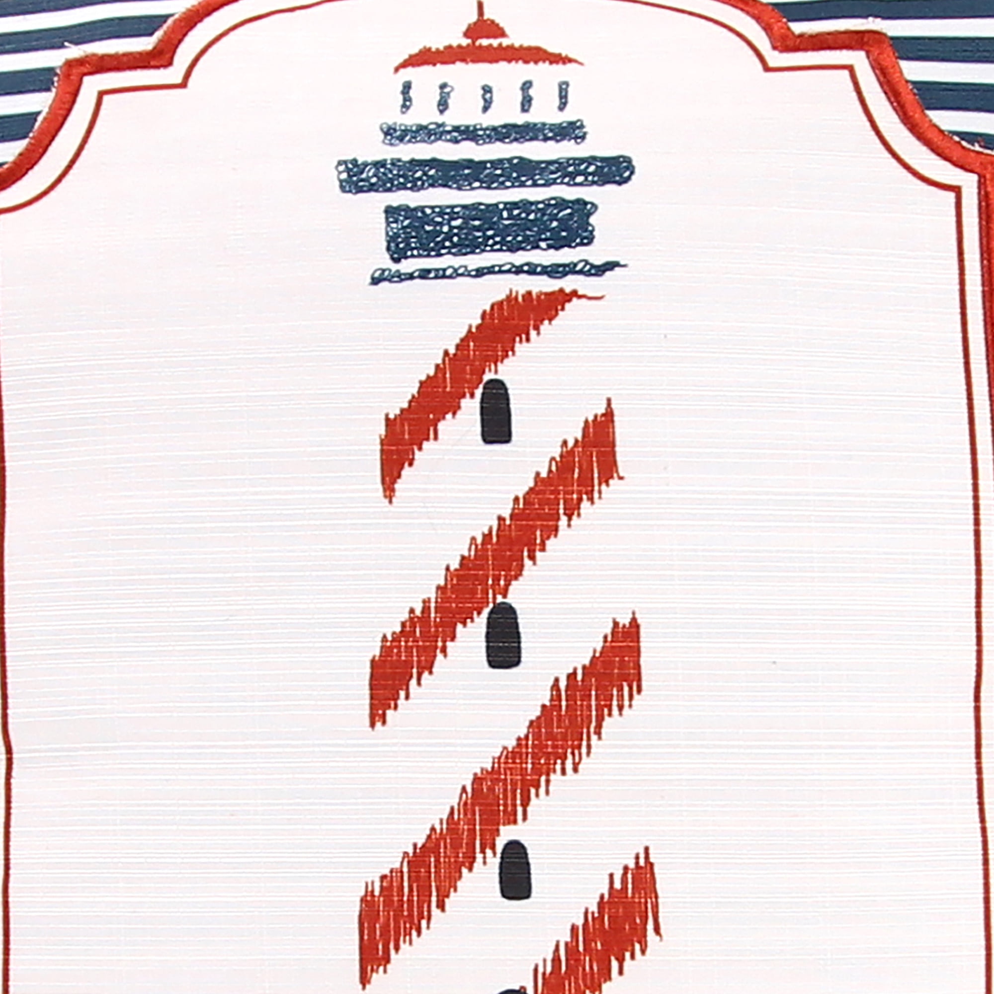 Jordan Manufacturing 20" x 20" Red, White and Blue Lighthouse Stripe Nautical Square Reversible Decorative Throw Pillow with Welt