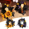 thumbnail image 6 of Halloween Candle Ring Wreath, Artificial Sunflower Counter Centerpiece Ornament with Fall Foliage for Candle Holders, Mantel, and Periodic Interior, 6 of 7