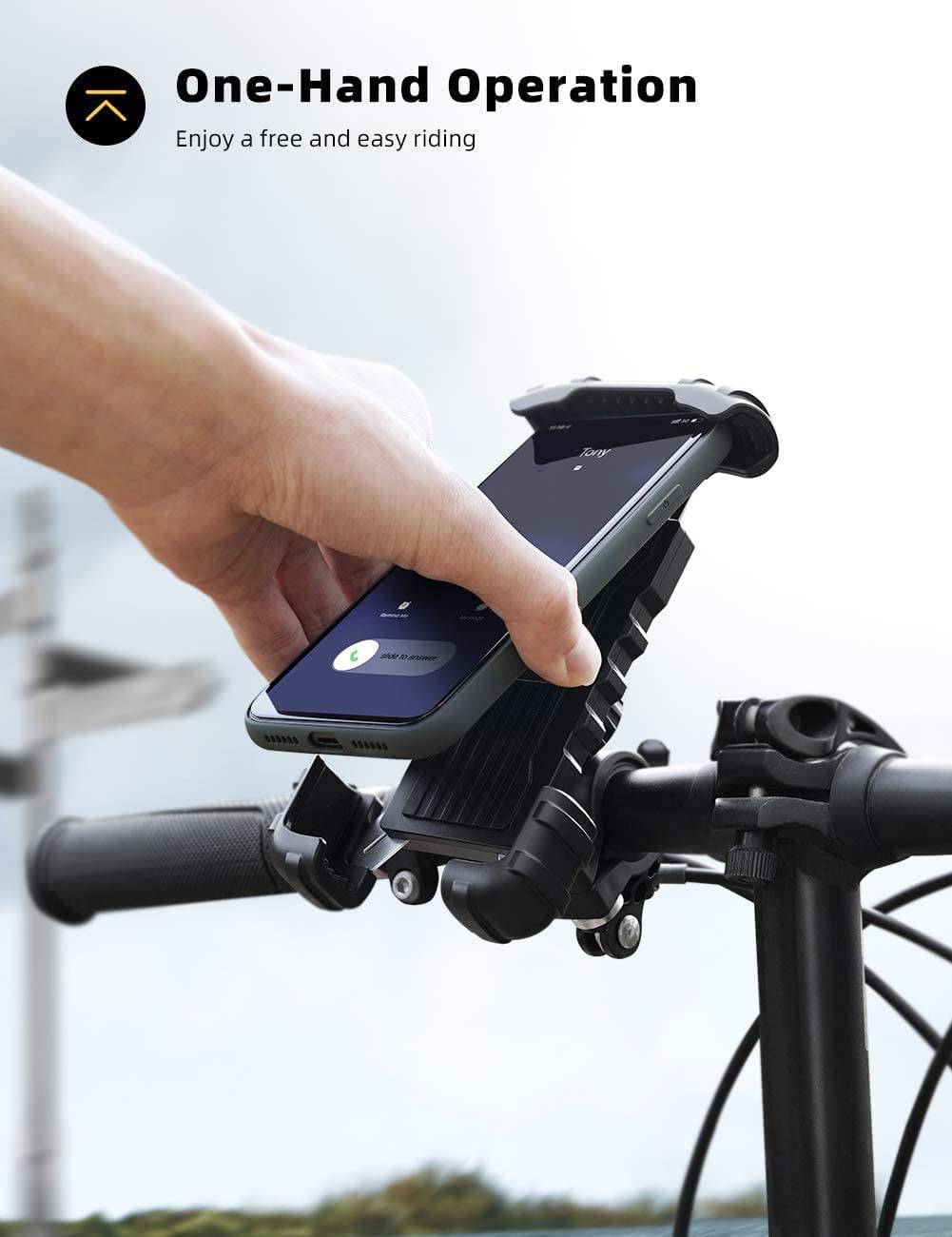 Motorcycle Phone Mount Bicycle Scooter Handlebar Phone Cradle Clip for iPhone 13 Pro Max Lamicall Adjustable Cell Phone Bike Holder Galaxy S9 and 4.7-6.8 Phone Transparent Bike Phone Holder iPhone 12/ 11 