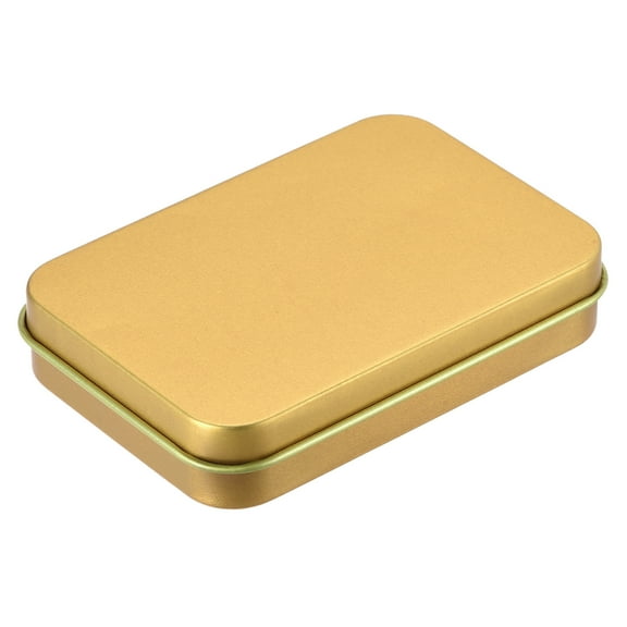 Uxcell  3.43" x 2.36" x 0.71" Tin Box Empty Storage Containers with Lids Tinplate Gold Tone 3pcs