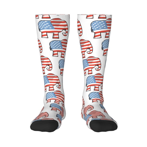 Fotbe Elephant Calcetas Divertidas Estampadas para Hombre y Mujer, Calcetas de Algodón hasta la Rodilla para Caminar, Correr, Enfermería y Embarazo
