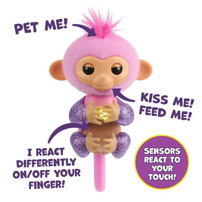 Fingerlings Interactive Baby Monkey with Glitter, Ella, 70+ Sounds