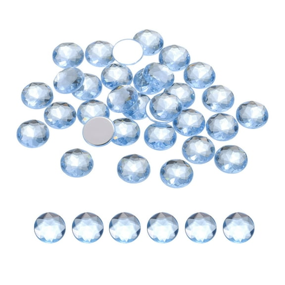 Flat Back Round Acrylic Rhinestones,10mm Sky Blue Flatback Crystal Rhinestones for Crafts Clothes Shoes DIY 100Pcs