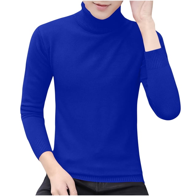 cfhntfmh Chandails de Base pour Hommes Col Haut Manches Longues Tricot Doux Extensible Automne Hiver Chemises Thermiques