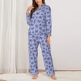 thumbnail image 2 of Daiia Blue And White Flowers for Women's Long-Sleeved Pajama Set – Soft & Comfortable Sleepwear Button-Up Pajamas Cozy Lounge Wear-Large, 2 of 7