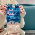 thumbnail image 4 of Cute Cartoon Plush Phone Case Compatible with iPhone 14 Pro Max, Funny 3D Blue Furry Winter Warm Plush Spoof Braids Face Shockproof Phone Cover for Girls Women, 4 of 6