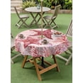 thumbnail image 4 of Outdoor Tablecloth with Umbrella Hole for Patio/Picnic/Party/Camping, Summer Ocean Coral Waterproof Table Cloth Round Cover Washable, Romantic Coastal Starfish Plants Red Pink (Dia 54"), 4 of 9