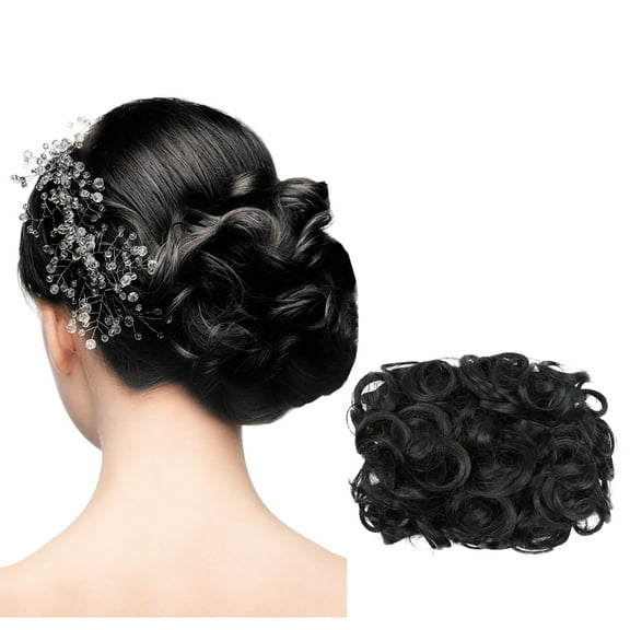 Curly Human Hair Wig Mega Large Thick Curly Chignon Messy Bun Updo Clip In Hair Extensions As Real