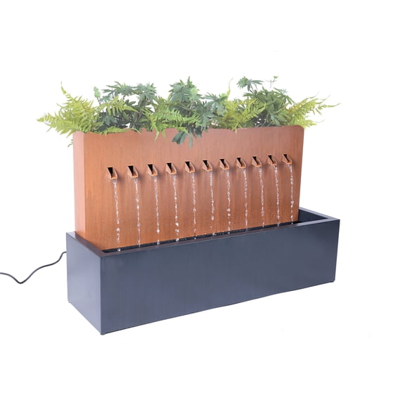 3.25' Bronze and Gray Two-toned Zinc Metal Fountain with Planter