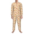 thumbnail image 3 of Naloa Autumn Mushrooms Men’s Pajamas Set - Long Sleeve Button Down Sleep Shirt and Pajama Bottoms Sleepwear Set-Medium, 3 of 7