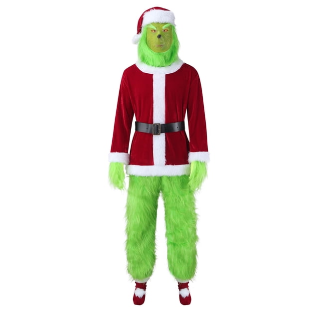 Gorro de Grinch, ladrón navideño, monstruo de pelo verde, máscara de Grinch, disfraz navideño de Grinch, película de cosplay