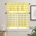 thumbnail image 2 of Kitchen Curtains and Valances Set, Pink Striped Rod Pocket Curtains Tier Farmhouse Window Treatments 24 Inch Length, Modern Simple Monochrome Geometric White 3 Piece Kitchen Drapes Set, 2 of 6