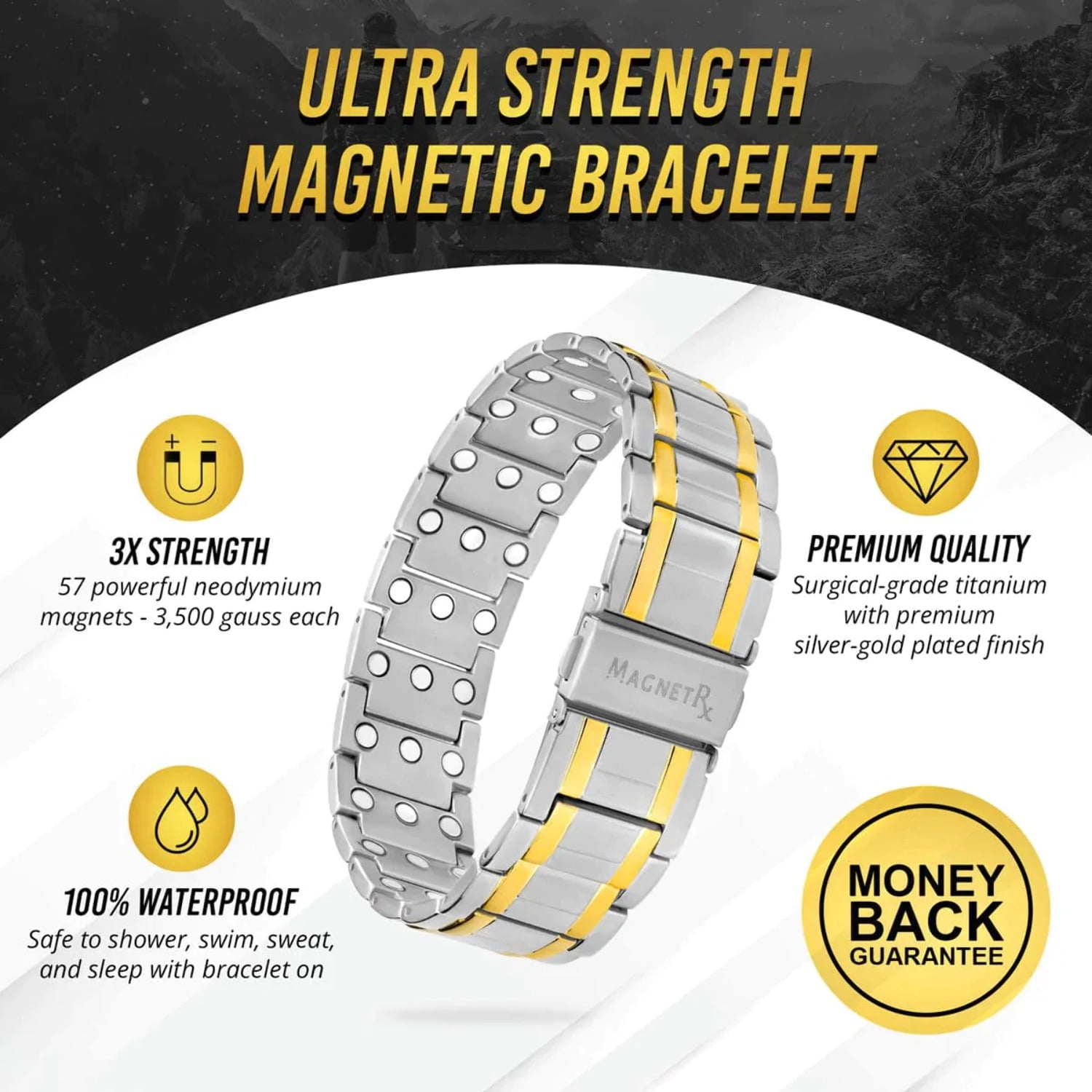Amazon.com: MagnetRX® Women's Ultra Strength Magnetic Bracelet - Effective Titanium  Magnetic Bracelets for Women - Adjustable Bracelet Length with Sizing Tool  for Perfect Fit (Black) : Health & Household