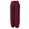 thumbnail image 7 of UAMVSH Womens Cotton Linen Palazzo Pants Elastic High Waist Casual Cinch Bottom Wide Leg Trousers with Pockets, 7 of 7