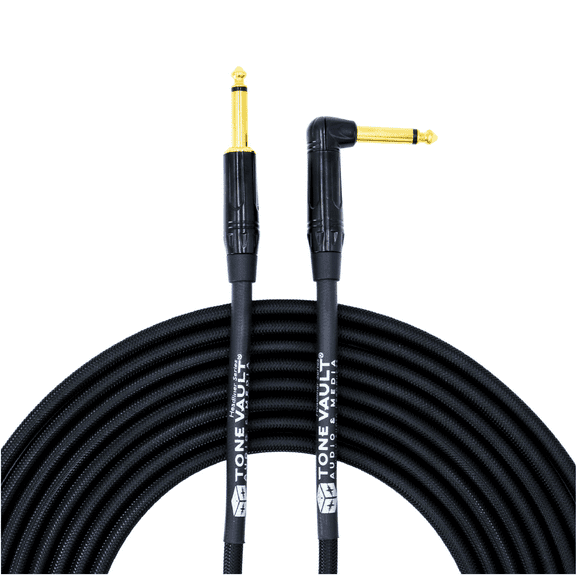 Headliner Series - Tour Tough Electric Guitar Cable 20 ft - 1/4 Inch Right Angle, 24k Gold Contacts - Durable PET Coated Instrument Cable - Noiseless Oxygen Free Copper (OFC) Electric Guitar Cord