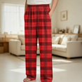 thumbnail image 2 of DJDLJWCJ Boys Casual Pants Elastic Waist Plaid Print Straight Leg Pants Comforty Lightweight Long Trousers Red Size 13, 2 of 7