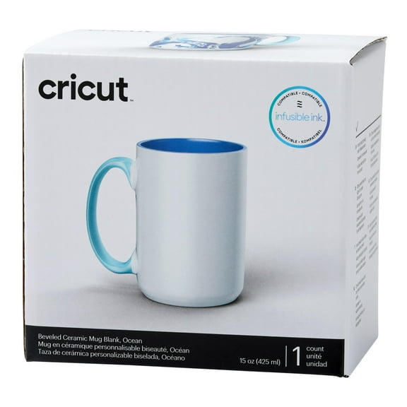 Cricut® Beveled Ceramic Mug Blank, Ocean - 15 oz/425 ml (1 count) for Cricut Mug Press