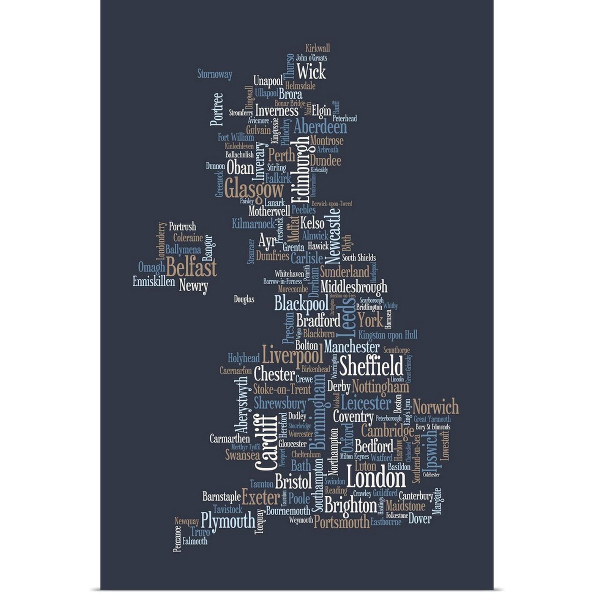 Great BIG Canvas | Rolled Michael Tompsett Poster Print entitled Great Britain UK City Text Map