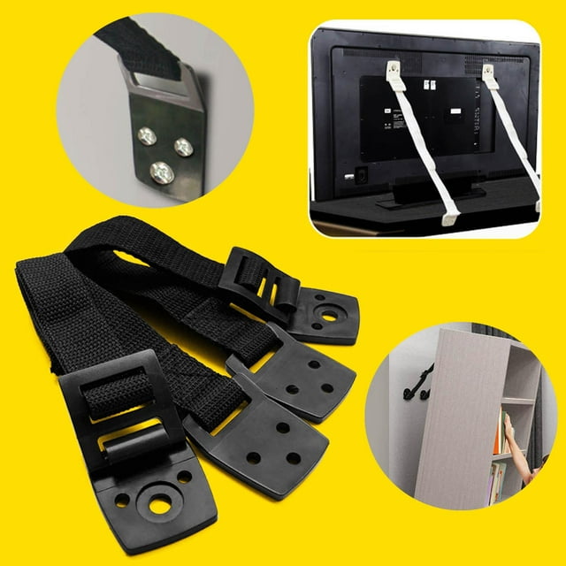 Correas antipuntas , con licencia, cable , correa de pared, soporte de arnés para muebles, estantes de montaje, , , negro Yotijar Correa de seguridad antivuelco