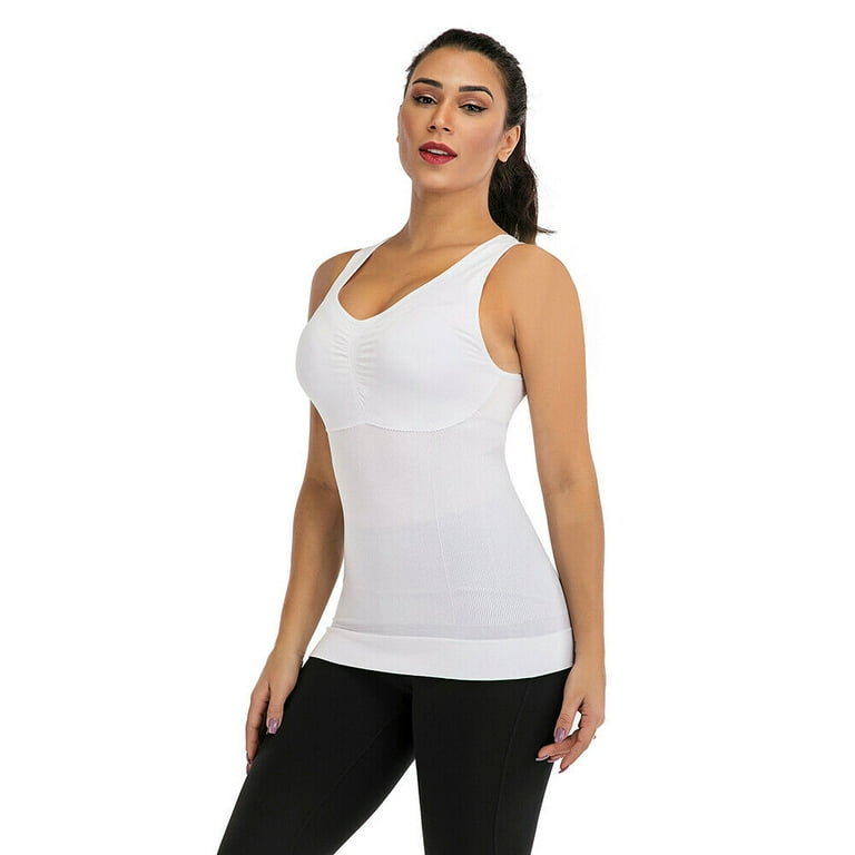 Women's Tummy Control Shapewear Tank Top with Built in Bra Camisole -  Seamless Body Shaper Compression Tops