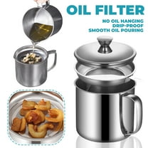 Stainless Steel Grease Container With Efficient Strainer Cooking Oil Keeper With Secure Lid And Easy Grip Handle 1.1L Oil Filter For Reusing Storing Frying Grease
