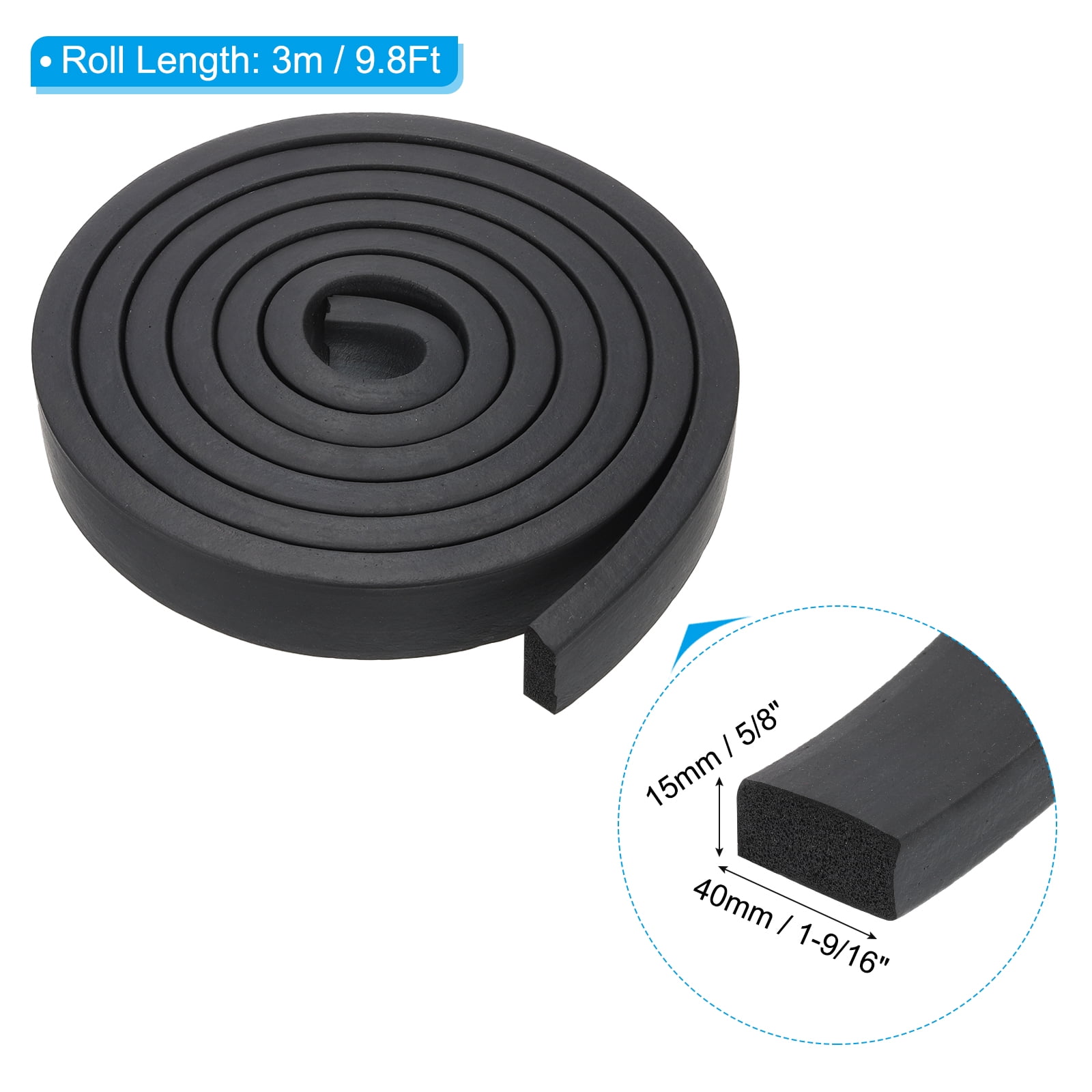 Uxcell 9.8Ft Weather Stripping Door Seal, 1-9/16"W x 5/8"T EPDM Rubber Foam Seal Strip