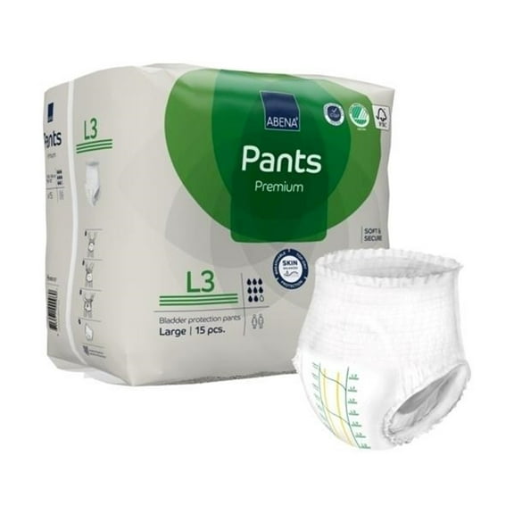 Abena Premium Pants L3 Disposable Underwear Pull On with Tear Away Seams Large, 1000021327, 49, 45 Ct