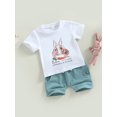 thumbnail image 4 of Newborn Baby Boy Easter Outfit Bunny Print Short Sleeve T-shirt Top Shorts Set 2Pcs Infant Summer Clothes, 4 of 9