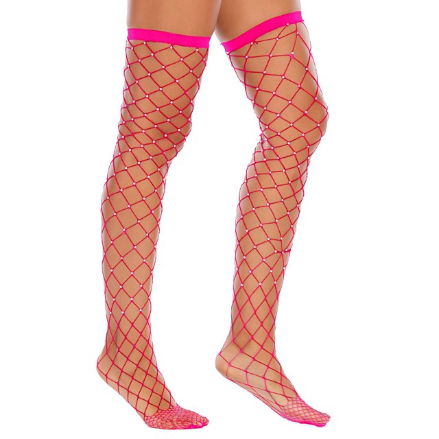 Shiny Rhinestone Hot Drilling Fun Hollow Large Mesh Stockings Knee Length Drill Stockings