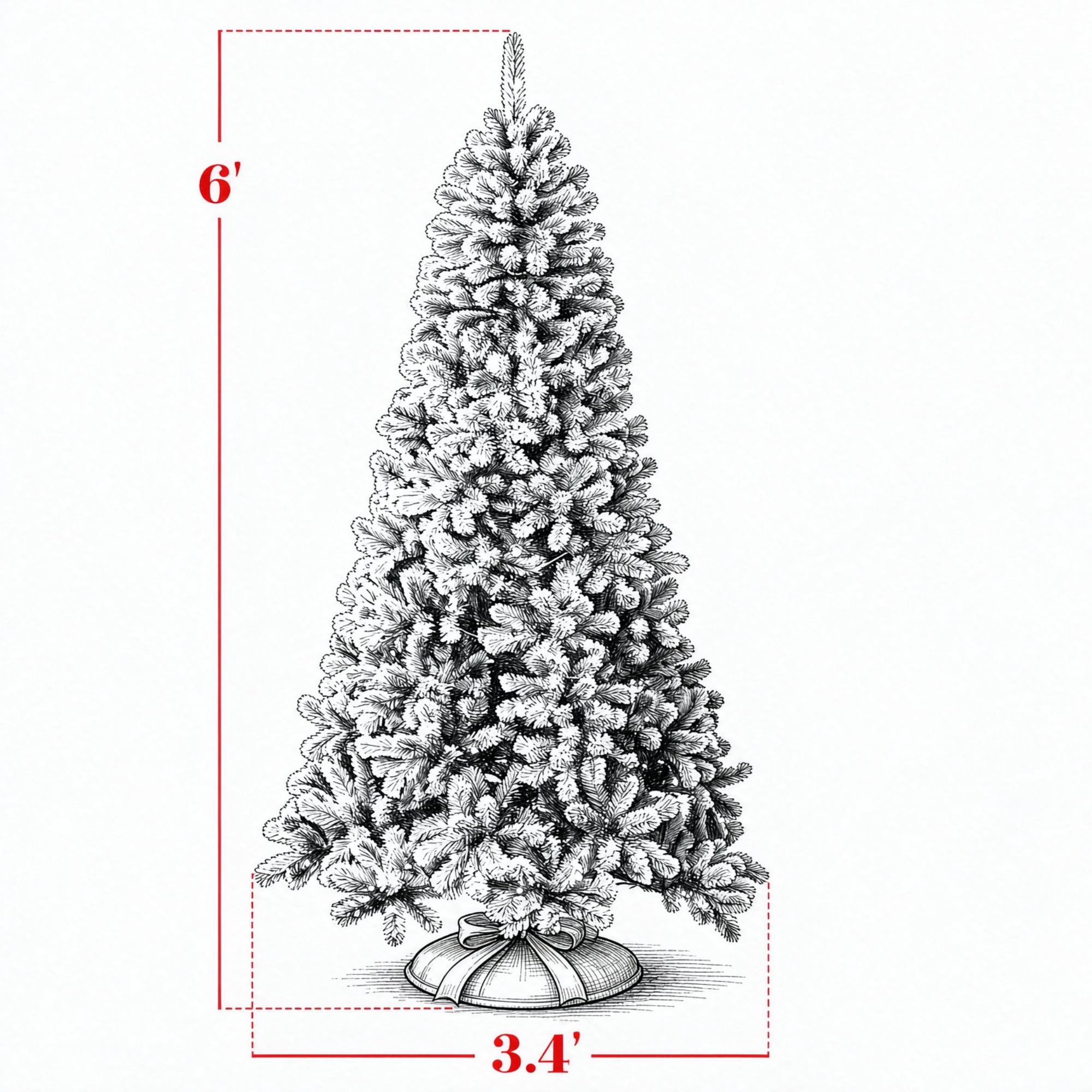 6 ft Pre-Lit Flocked Artificial Christmas Tree with Warm White LEDs, 706 Tips, PVC and Steel, Indoor Holiday Decor