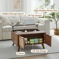 thumbnail image 5 of YOCWO Wood Lift Top Coffee Table with Hidden Compartments for Storage, Linen Square Coffee Table with 2 Doors for Living Room, Walnut, 5 of 7
