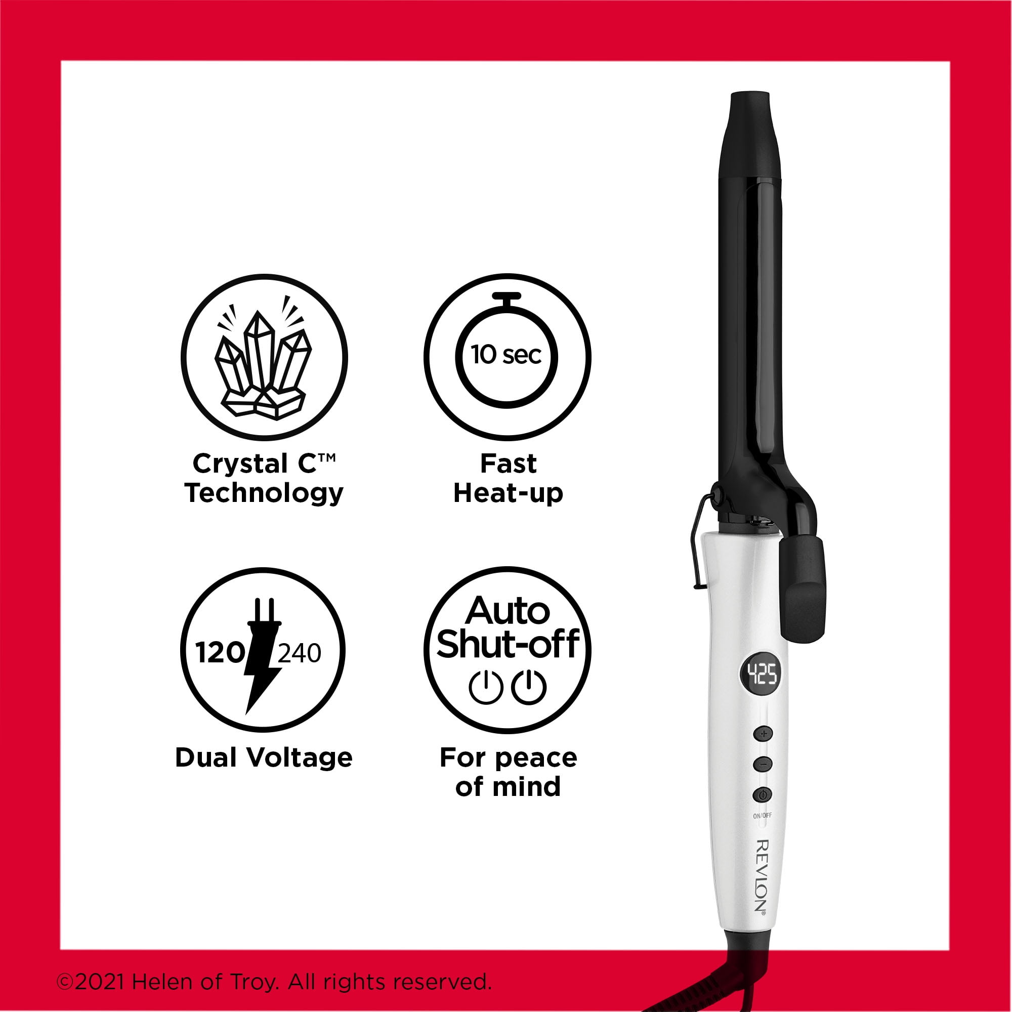 Revlon Crystal C + Ceramic 1" Curling Iron, White