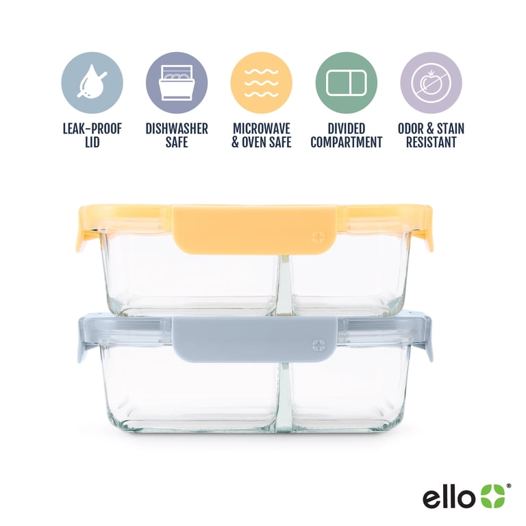 Ello Color Lock 3.4-Cup Divided Glass Meal Prep Set, 4-Piece photo 7