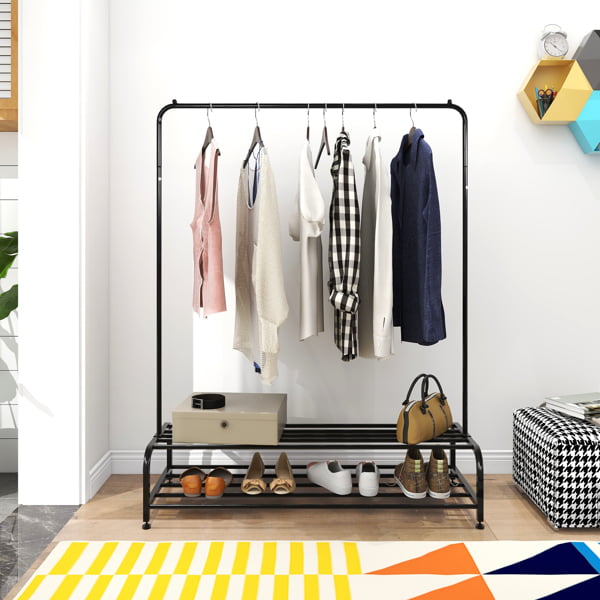 YY Home Clothing Garment Rack with Shelves, Metal Cloth Hanger