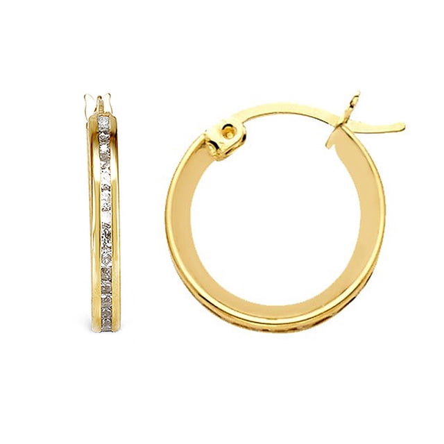 Precious Stars 14K Yellow Gold Cubic Zirconia 13-mm Hoop Earrings