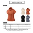 thumbnail image 2 of FashionMille Women Oversized Regular Fit Cable Knitted Vest Sweater High Neck Pullover Top, 2 of 5