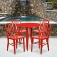 thumbnail image 2 of Flash Furniture Chad Commercial Grade 30" Round Red Metal Indoor-Outdoor Table Set with 4 Vertical Slat Back Chairs, 2 of 5