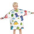 thumbnail image 3 of White Dinosaurs Clouds Leaves Pattern Blanket Hoodies for Kids 6-13YR Oversize Wearable Blanket Hoodies for Boys Girls Teens, 3 of 7