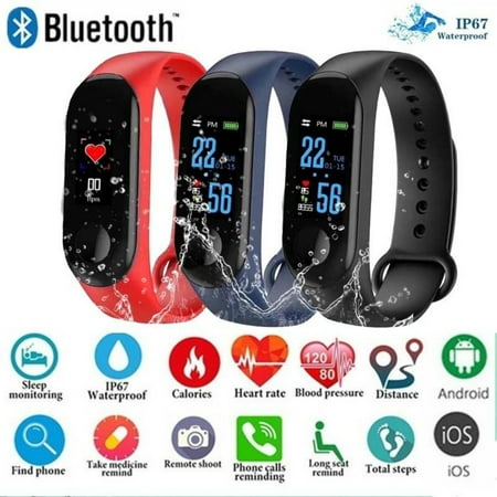 Wearable Waterproof Bluetooth Smart Band Watch Bracelet Wristband Color Screen Fitness Tracker Blood